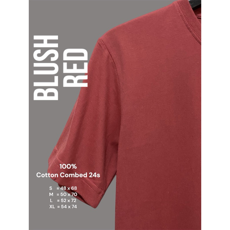 KAOS POLOS COTTON COMBED 24s PREMIUM PRIA WANITA - BLUSH RED