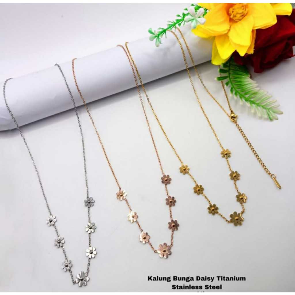 GO_KALUNG BUNGA DAISY | TITANIUM STAINLESS STEEL | KALUNG WANITA | KALUNG ANTI KARAT
