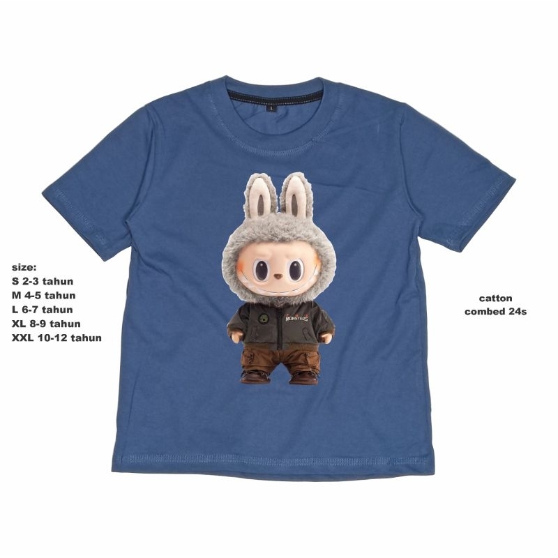 kaos anak labubu blue denim