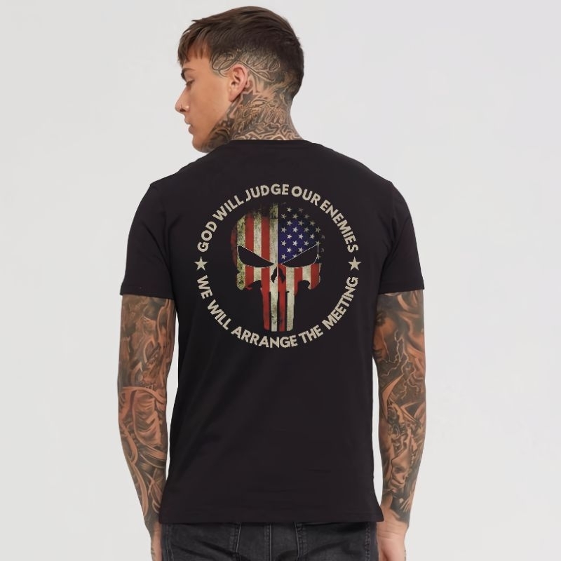 Kaos Punisher Ring America Pria Bahan Cotton Combed 24s Premium Size S M L XL 2XL 3XL 4XL