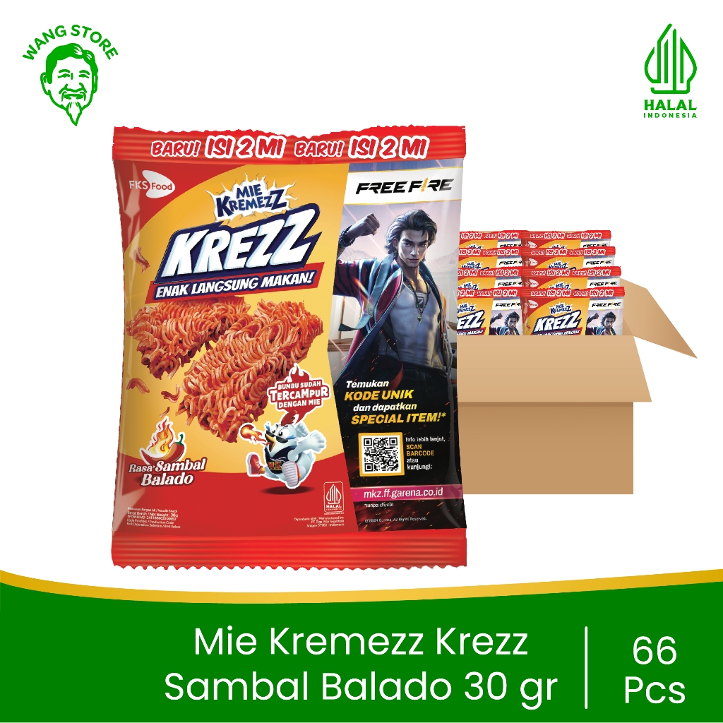 

Mie Kremezz Krezz - Sambal Balado- 1 karton (6renceng) - 66 Pcs - 30gr