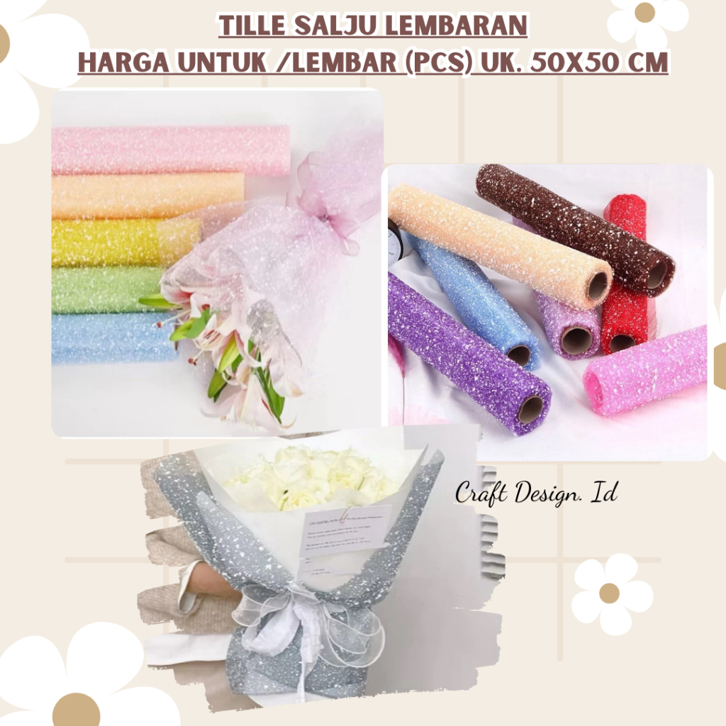 

Tile Salju Lembaran Wrapping Bunga Snow Mesh 50 x 50cm