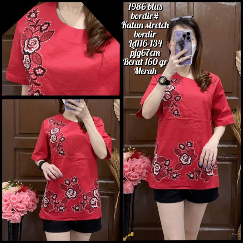 Atasan Katun Stretch Wanita Korean Style/Blouse/Blus/Jumbo/BigSize