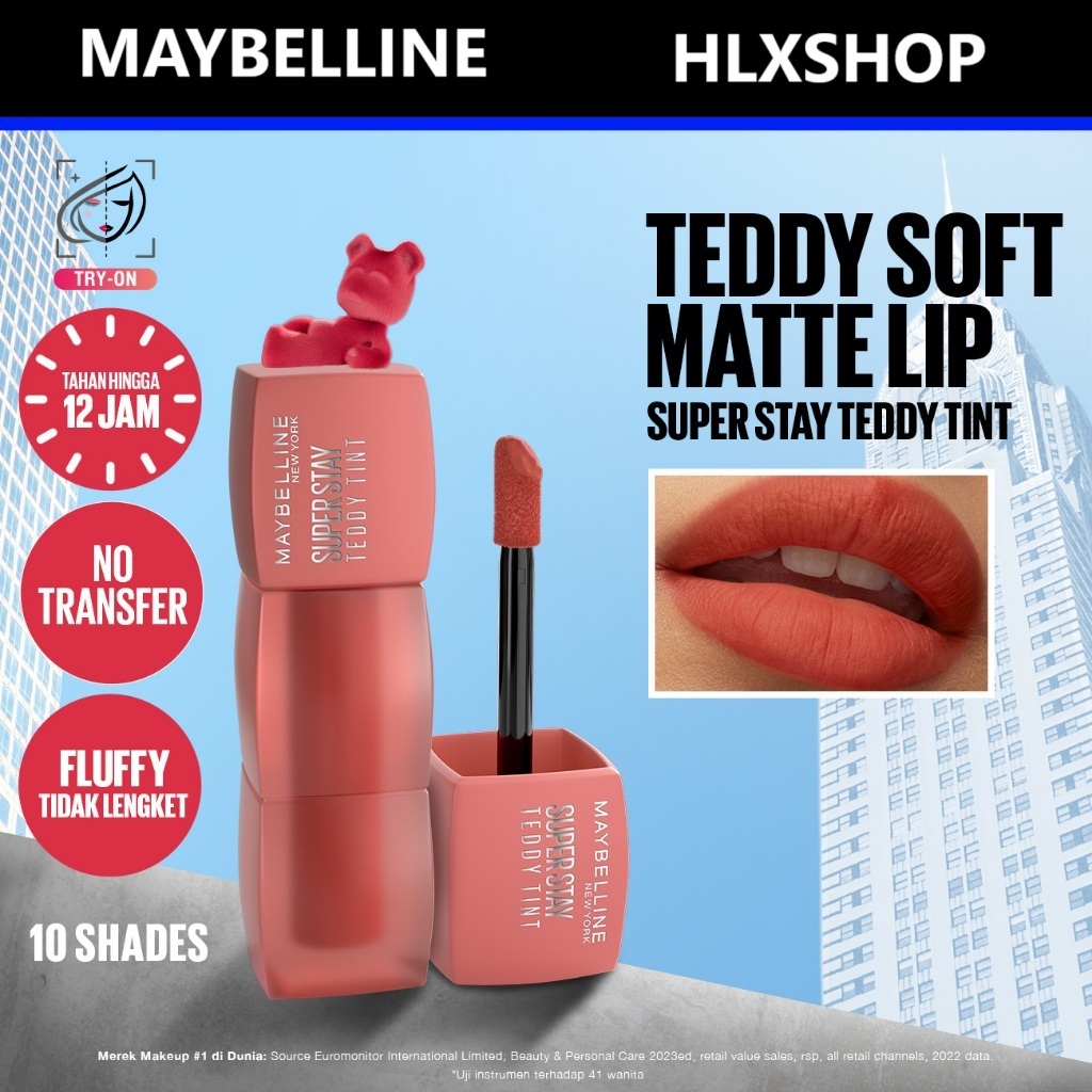FLASH SALE Maybelline Superstay Teddy Tint 5 mL Soft Matte 12 Jam Lipstick Lipcream Lipstik Lip Tint