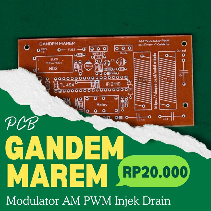 PCB AM Modulator PWM GANDEM MAREM Drain Modulator, Pengganti Trafo Modulasi