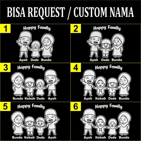 STICKER FAMILY MUSLIM CUTE, STICKER HAPPY FAMILY STICKER MOBIL