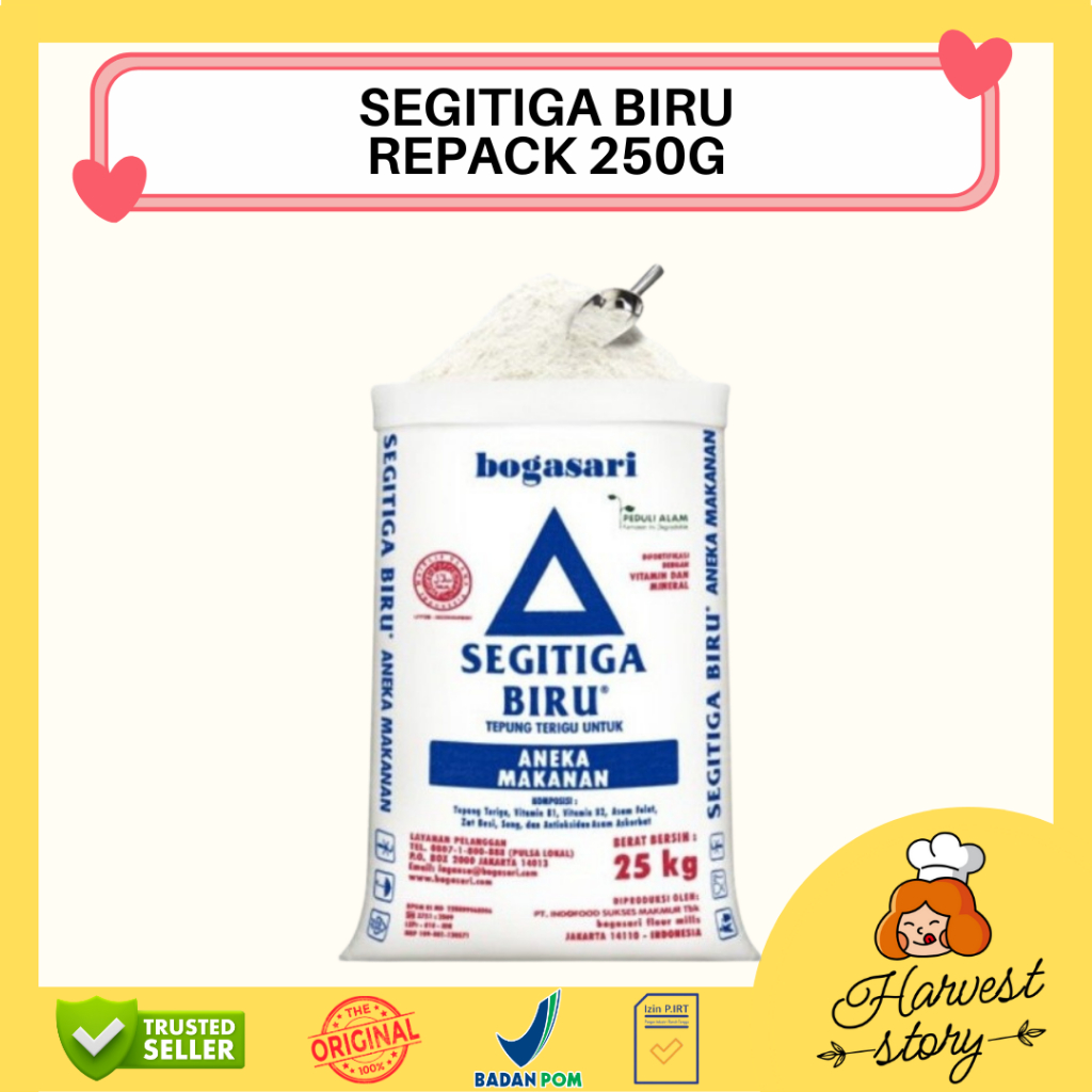 

SEGITIGA BIRU TEPUNG TERIGU REPACK 250GR / TEPUNG TERIGU SEGITIGA BIRU 250GR