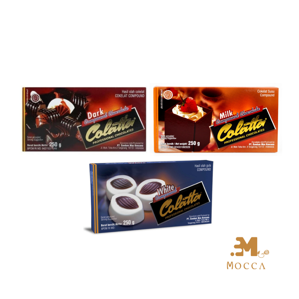 

COLATTA COMPOUND MILK, DARK, WHITE CHOCOLATE 250GR (TAMBAHKAN EXTRA PACKING)