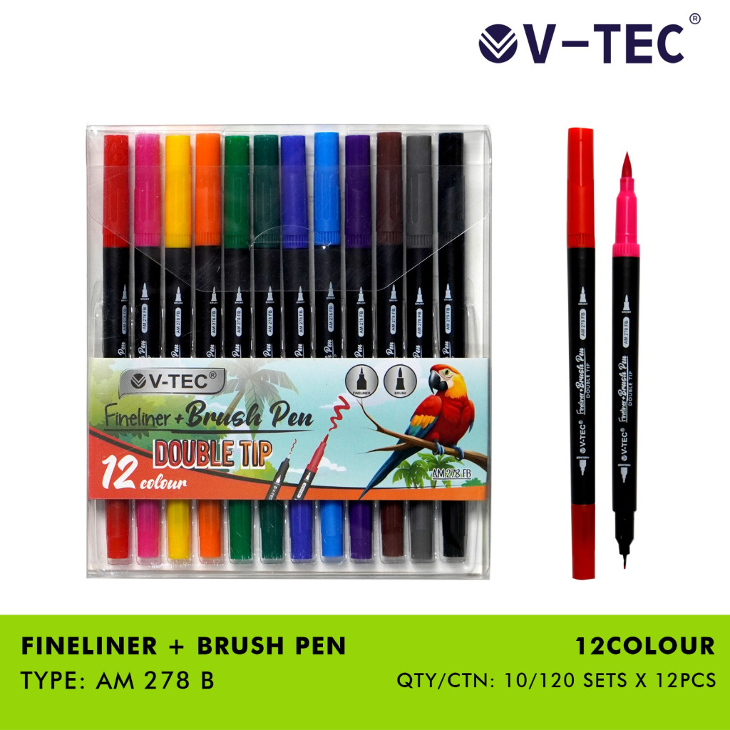 

FINELINER BRUSH PEN V-TEC AM278B 12 WARNA / VTEC PULPEN BOLPEN BRUSH KUAS PEN HANDLETTERING KALIGRAFI LETTERING JOURNAL BUJO JURNALING SKETCH WARNA WARNI ALAT LUKIS TULIS SEKOLAH STATIONERY / MITRA ABADI KATALOG JOGJA