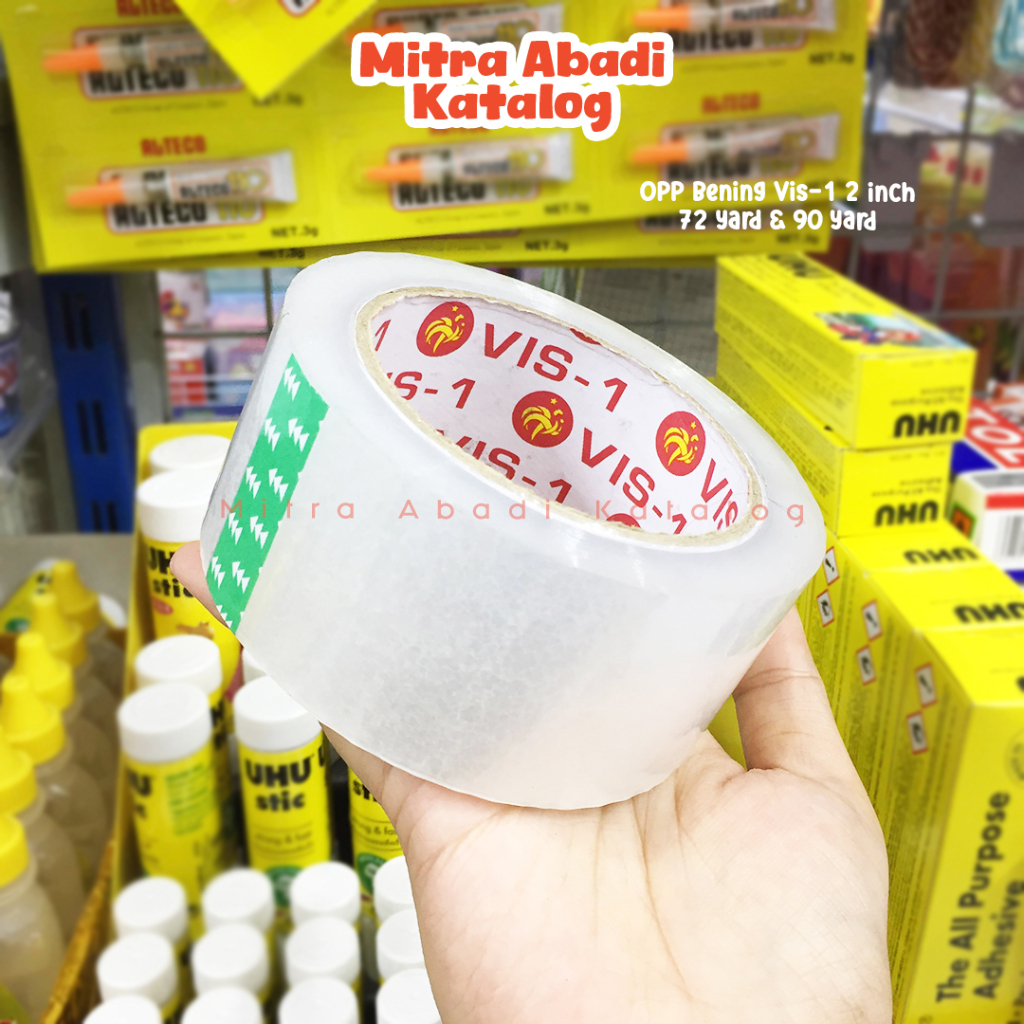 

(1 PCS) ISOLASI OPP BENING VIS-1 90 YARD & 72 YARD / 2 INCH WARNA TRANSPARAN LAKBAN SOLASI BESAR PEREKAT PREMIUM ALAT PACKING SELOTIP 2" LEM BAHAN PLASTIK MURAH ALAT TULIS KANTOR SEKOLAH ATK / MITRA ABADI KATALOG JOGJA