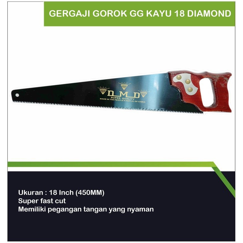 Gergaji Gorok Gagang Kayu 18 Diamond / Gergaji Kayu Diamond/Gergaji tangan /gergaji manual