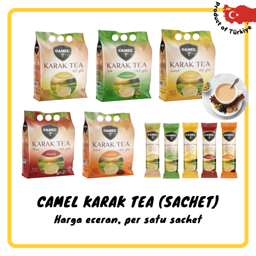 

Camel Karak Tea Teh Turki Cardamom Ginger Masala Saffron Milk Tea Türkiye Sachet Ecer - Ginger