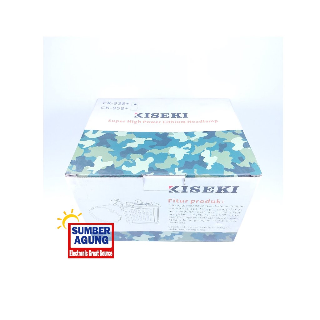 Kiseki Senter Kepala Jumbo 100W CK938 Plus Super High Power Lithium Headlamp Baterai Kuat Besar Indi
