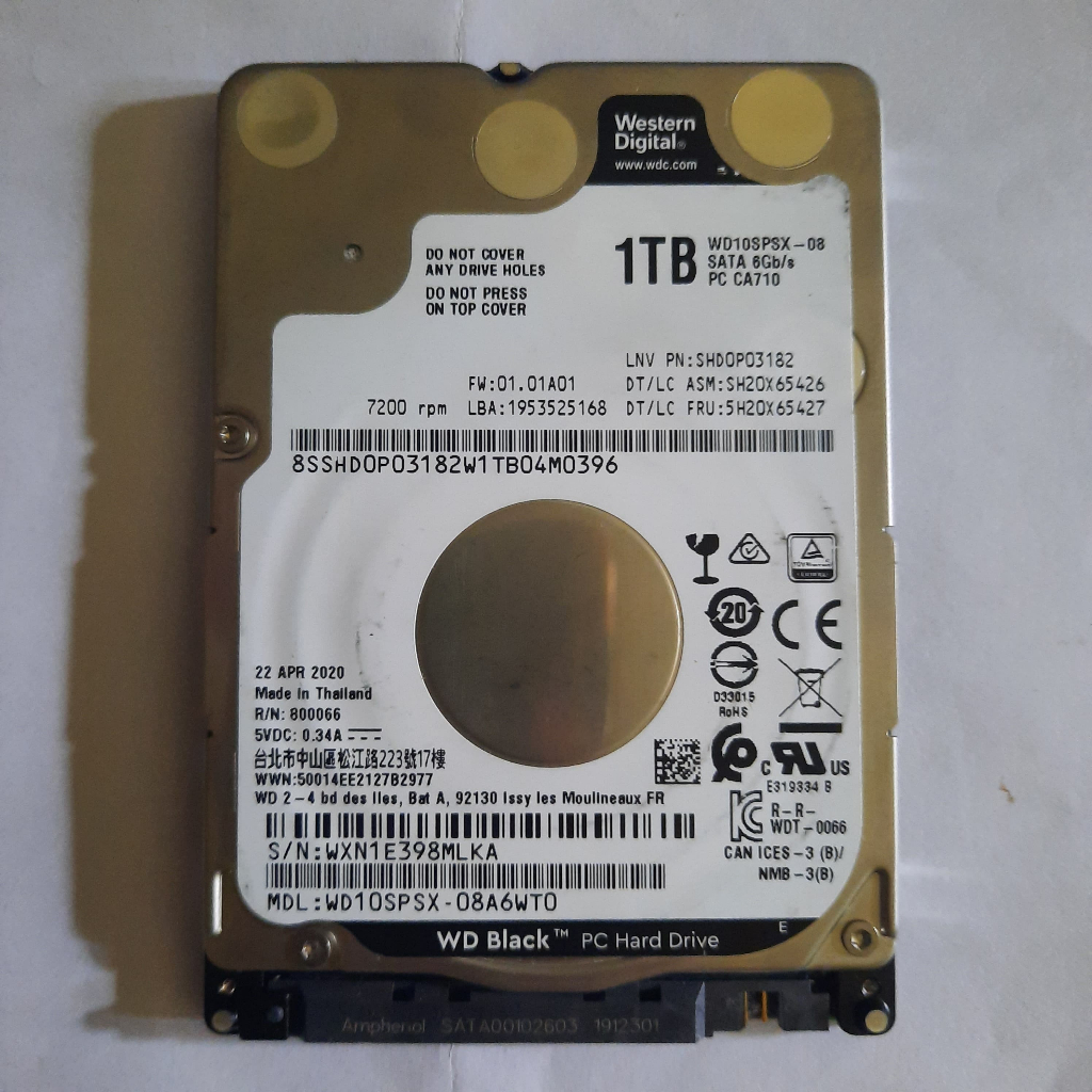 Harddisk Laptop SATA WD BLACK 1TB hdd hardisk notebook 7200Rpm sentinel 100%