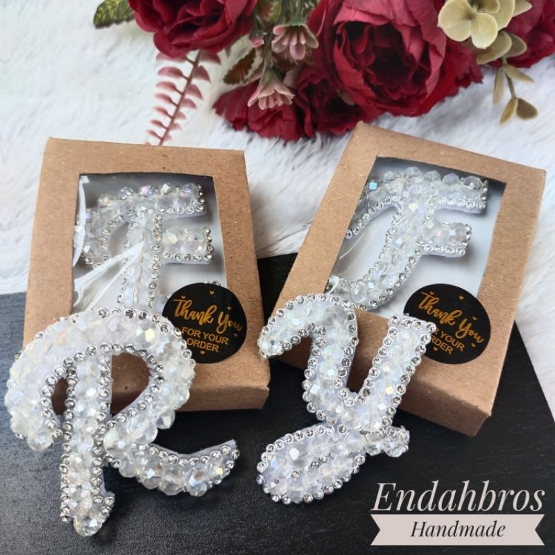 BROS HURUF KRISTAL CEKO HANDMADE FREE BOX BROS DADA BROS CANTIK HANDMADE