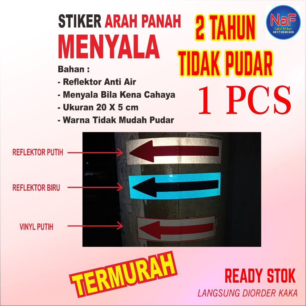 

Sticker petunjuk arah panah bahan reflektor rambu k3 anti air