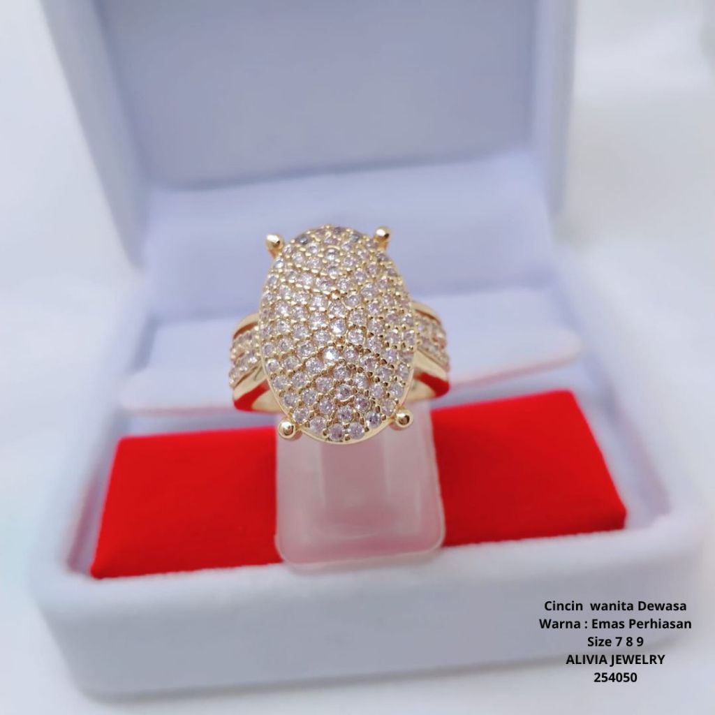 Cincin Jumbo Xuping Wanita Perhiasan Tembaga Lapis Emas Terlaris Tidak Mudah Luntur G8-1D