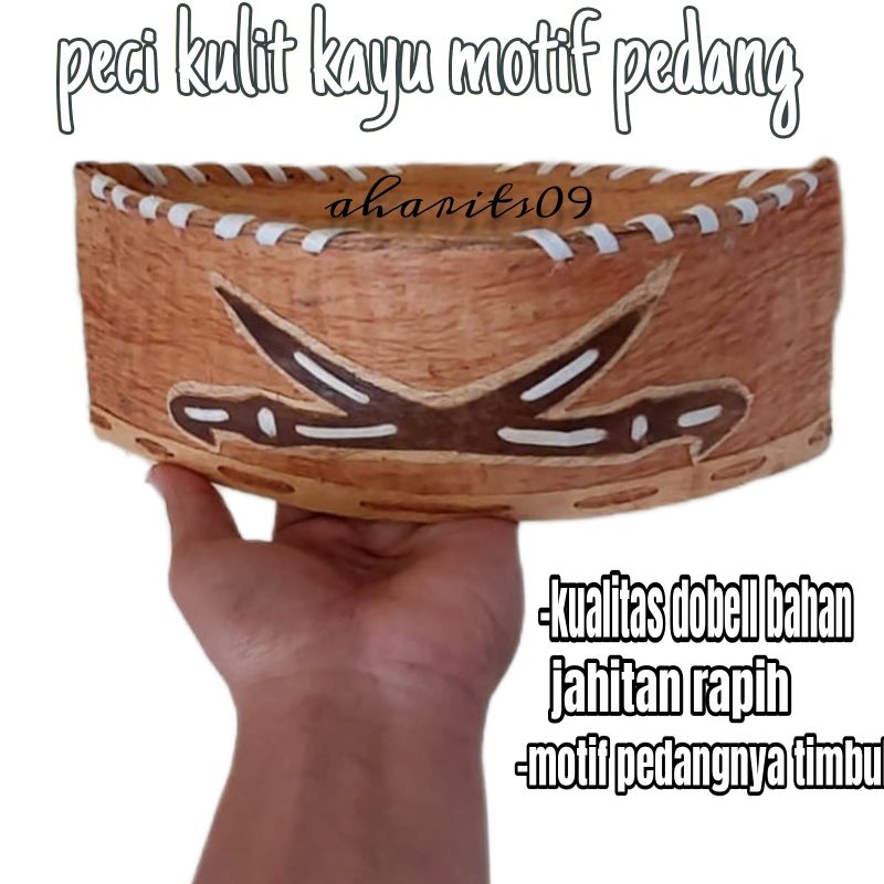 peci kulit kayu habib bahar motif pedang