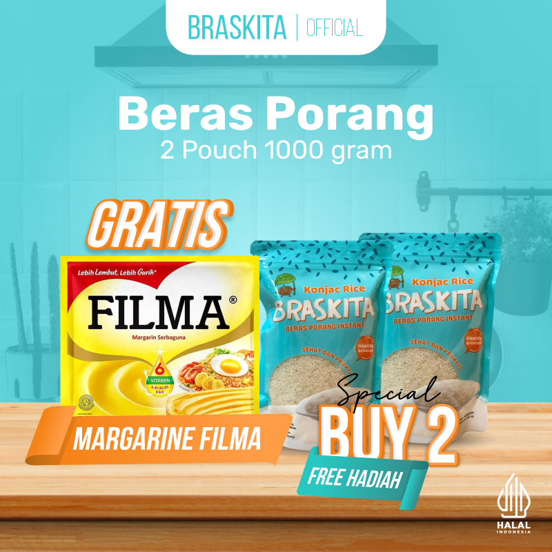 

BRASKITA Beras Porang 2 Pouch 1 Kg FREE Filma Margarin