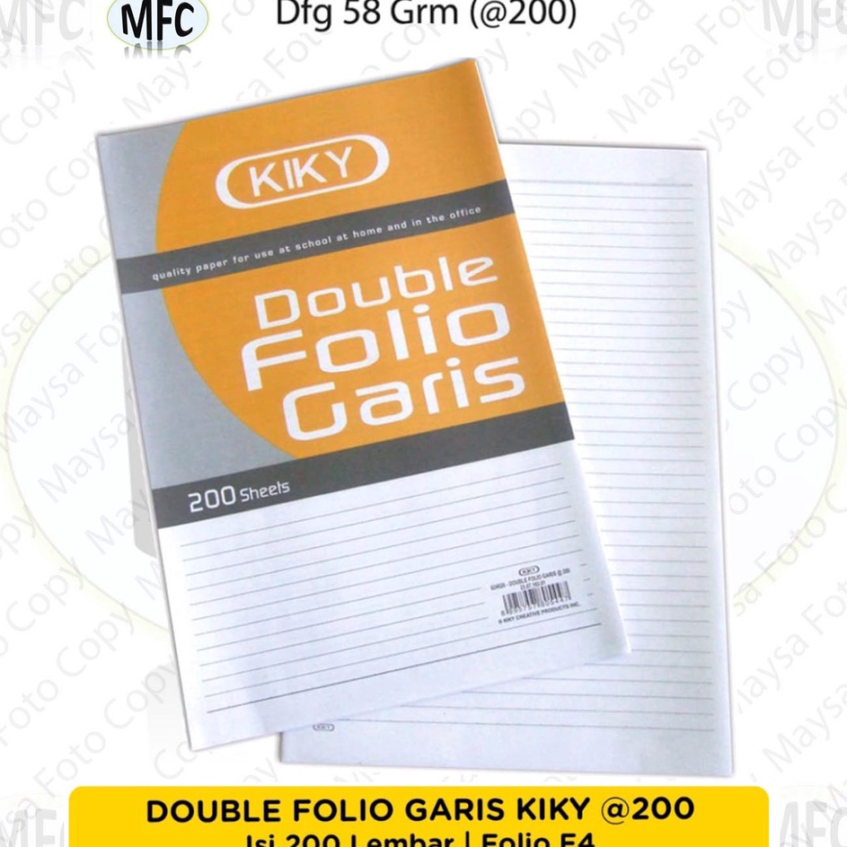 

KODE PRODUK YBLER5376 KIKY Kertas Double Folio Garis DFG Isi 2 Lembar
