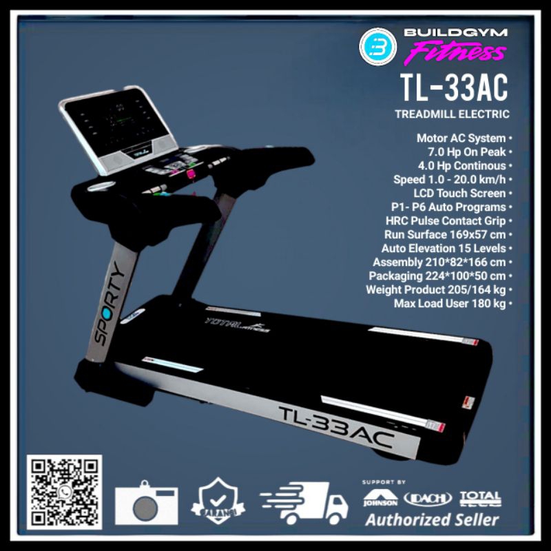 Treadmill Elektrik 1 Fungsi TL33AC Inverter Treadmill Electric 1 Function TL-33AC Commercial