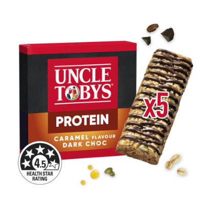 

Uncle Tobys Nutritious Snacks Protein Bar Caramel & Dark Chocolate | 175g