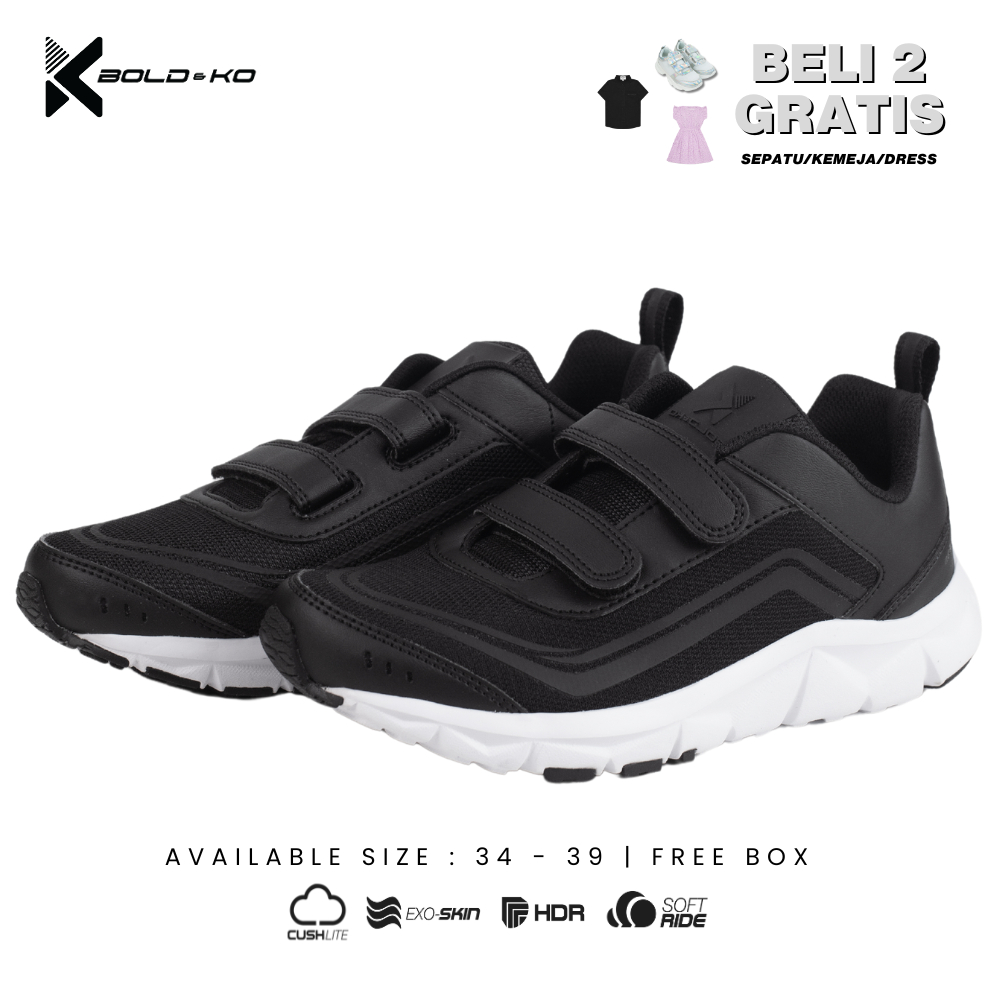 BOLD&KO BK Velocity TurboX  99 Series Hitam / Sepatu Anak Laki-laki/Perempuan / Sneakers Anak