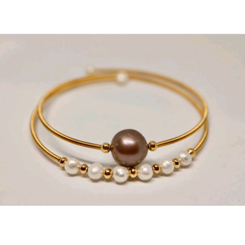 (BERSERTIKAT) Gelang bangle mutiara air tawar || gelang mutiara lombok