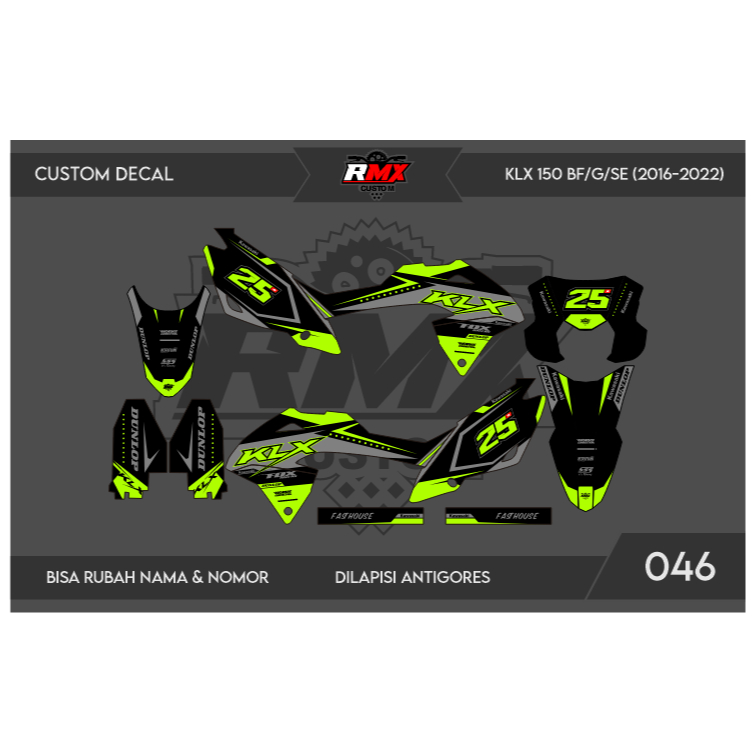 DECAL STICKER KLX BF (046) DEKAL STIKER KLX 150 G/SE/EXTREME/NEW FULLBODY 2016 2017 2018 2019 2020 2