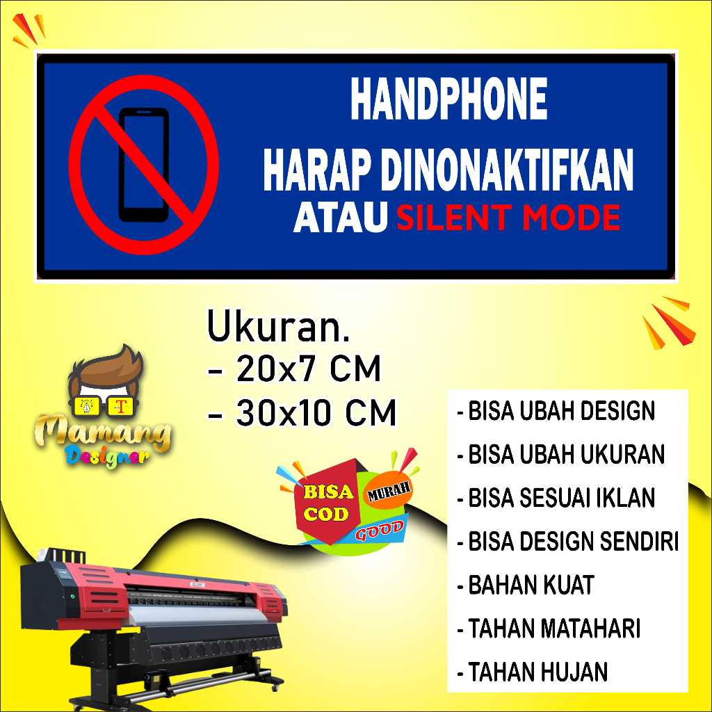 

Cetak Stiker Tulisan Matikan HP Bahan Tahan Air Biru
