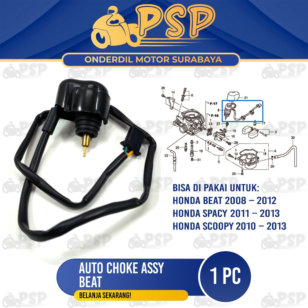 Auto Choke Assy Beat - By Stater Otomatis Cuk Starter Switch Langsam Honda Beat Scoopy Spacy Karbu