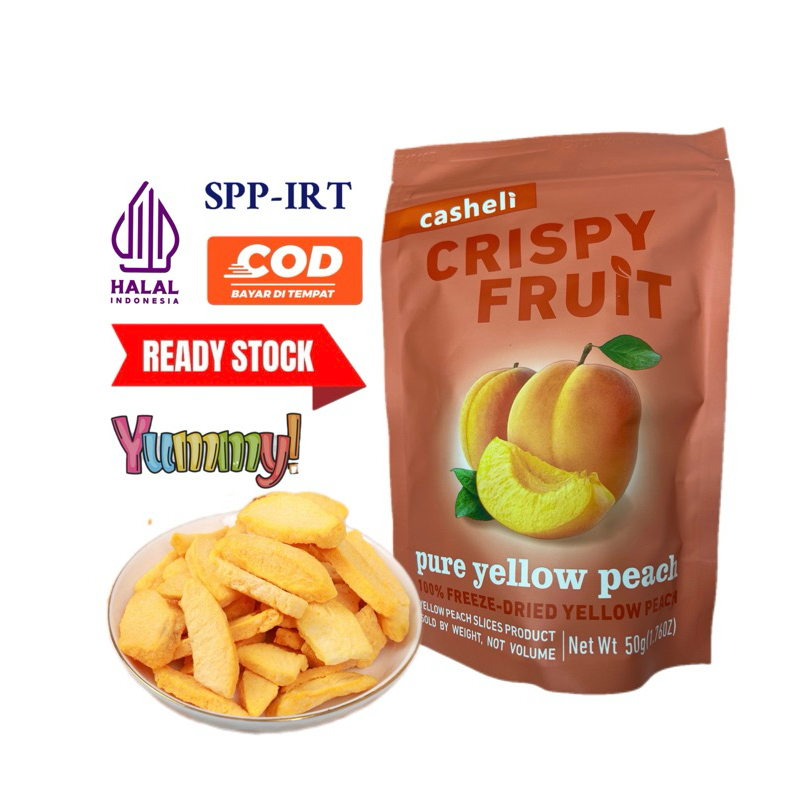 

casheli Crispy Freezedried Yellow Peach 50g Buah Asli Snack