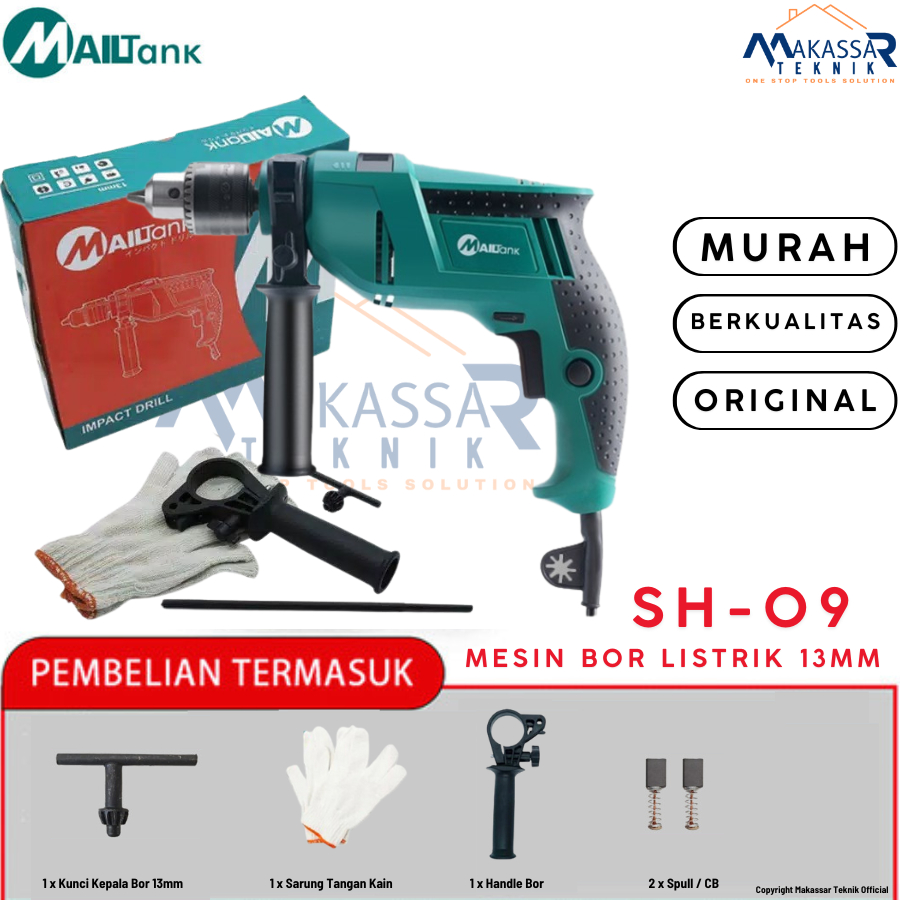 Mesin Bor Listrik 13mm Bolak Balik MAILTANK - Bor Impact Tembok Beton SH09