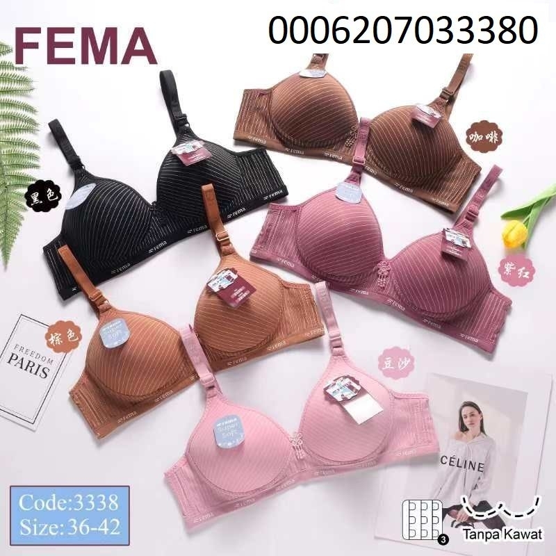 Bra Fema 3338 Cup B Tanpa Kawat Kait3 SuperSoft/Bh Fema Super Lembut