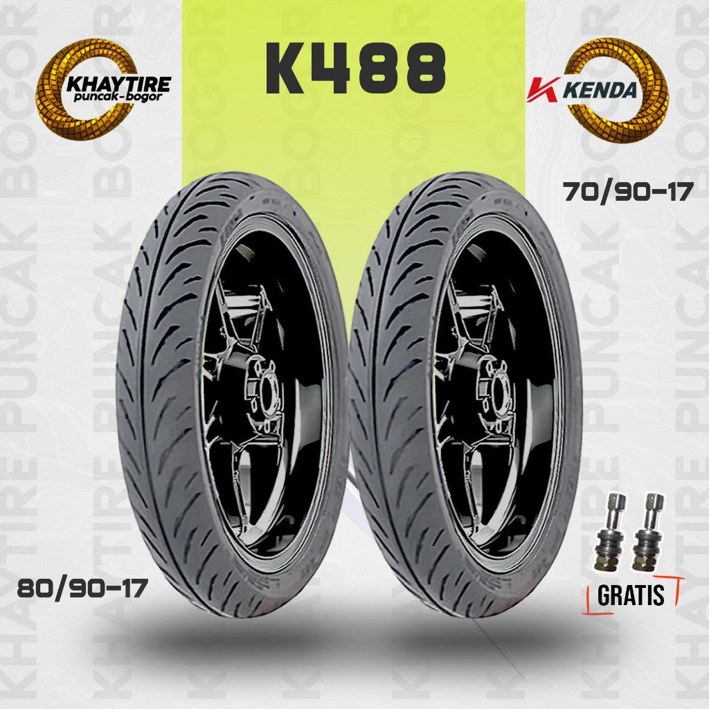 Sepasang Ban Motor Bebek - KENDA K488 70/90 & 80/90 Ring 17 Tubeless