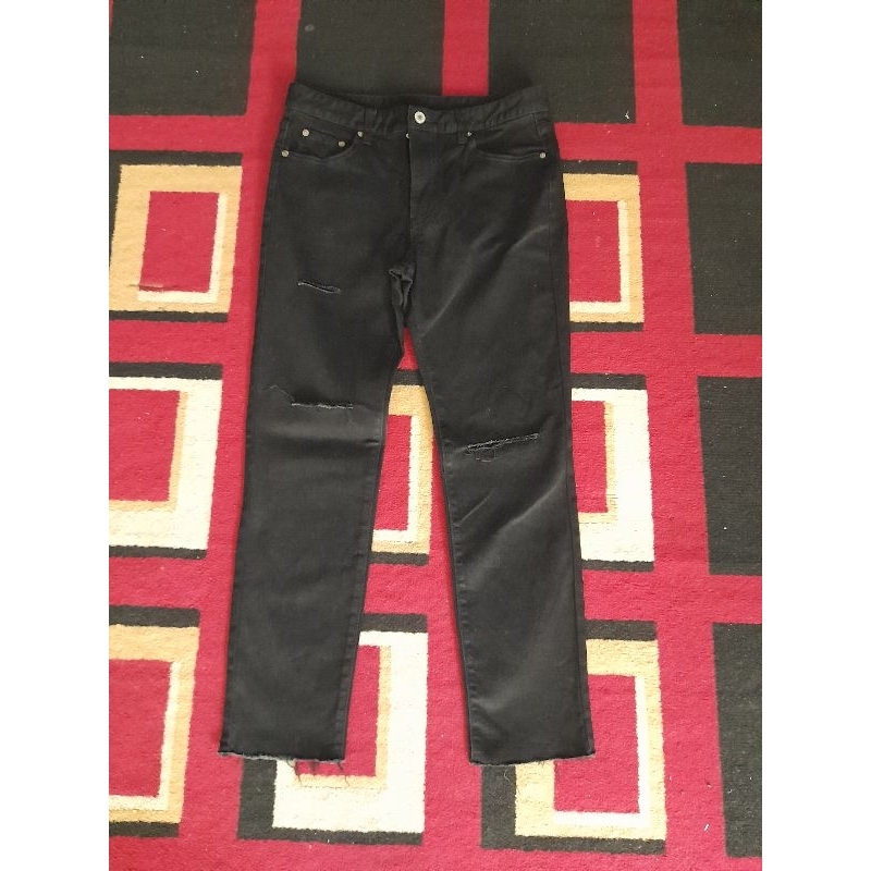 minav korea denim jeans unfinished ripped levis