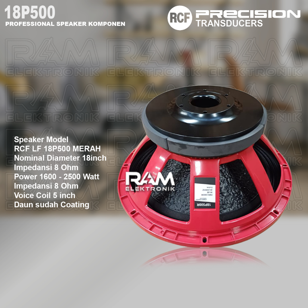 Komponen Speaker 18 Inch RCF LF18P500 | LF18 P500 | LF 18 P500 | L18P500 Merah