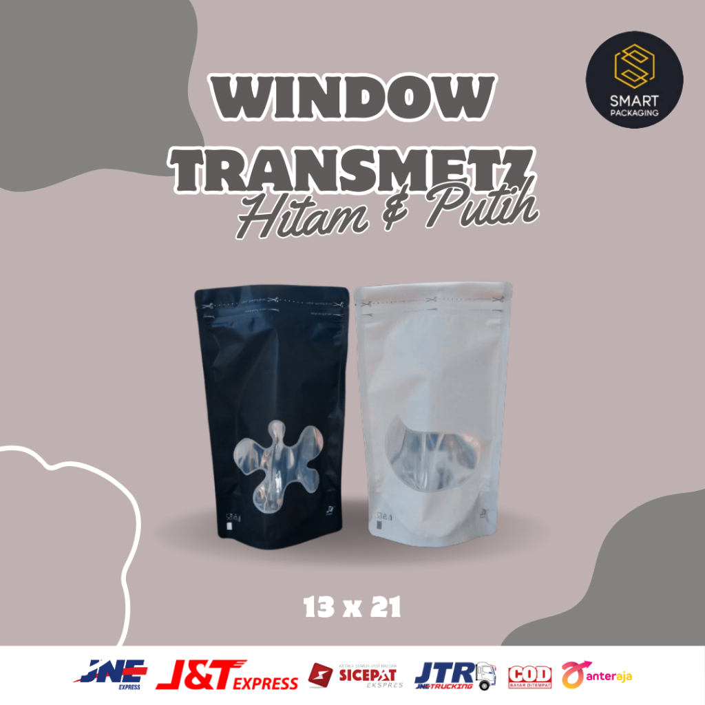 ( 100 PCS ) Standing Pouch Kombinasi Hitam dan Putih K-Pack ukuran 13 x 21