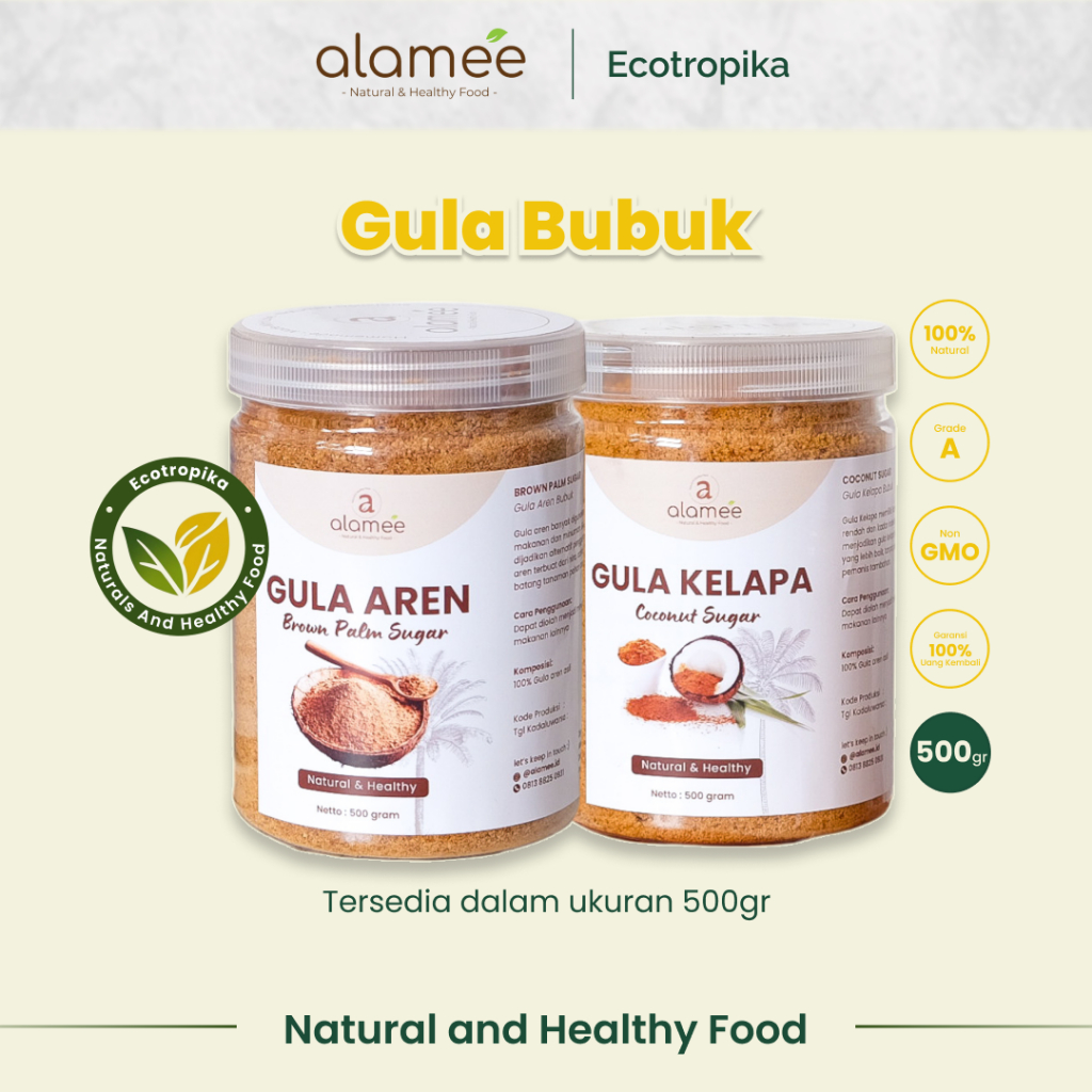 

Gula Semut Kelapa, Gula Aren Bubuk 500gram, Coconut, Brown Palm Sugar