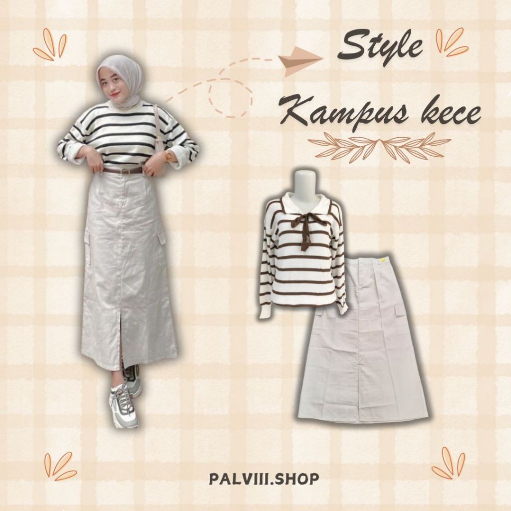 PAKET HEMAT - One Set Korea Style Wanita Kekinian 1 set 2in 1 Ootd Kampus Remaja Simple Outfit Hijab