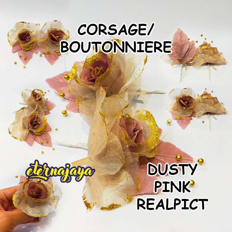 Corsage Pin Jas Korsase Bros Bunga Dada Panitia Pernikahan Dusty Pink