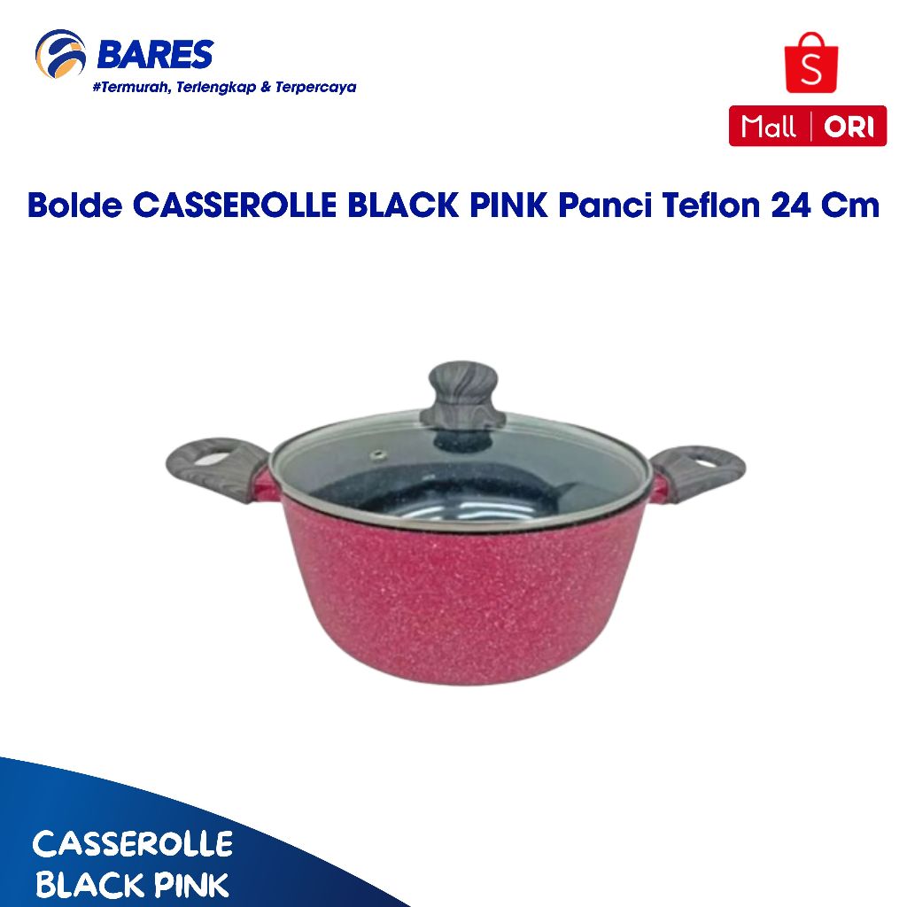 Bolde CASSEROLLE BLACK PINK Panci Teflon 24 Cm