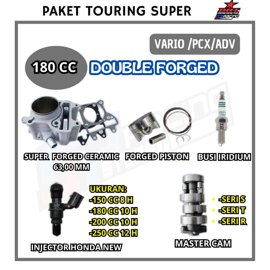 Paket Bore UP Vario 150/PCX 150/Vario 125/ADV 150 - Block-Piston-Injector-Cam - BRT Paket Touring 3
