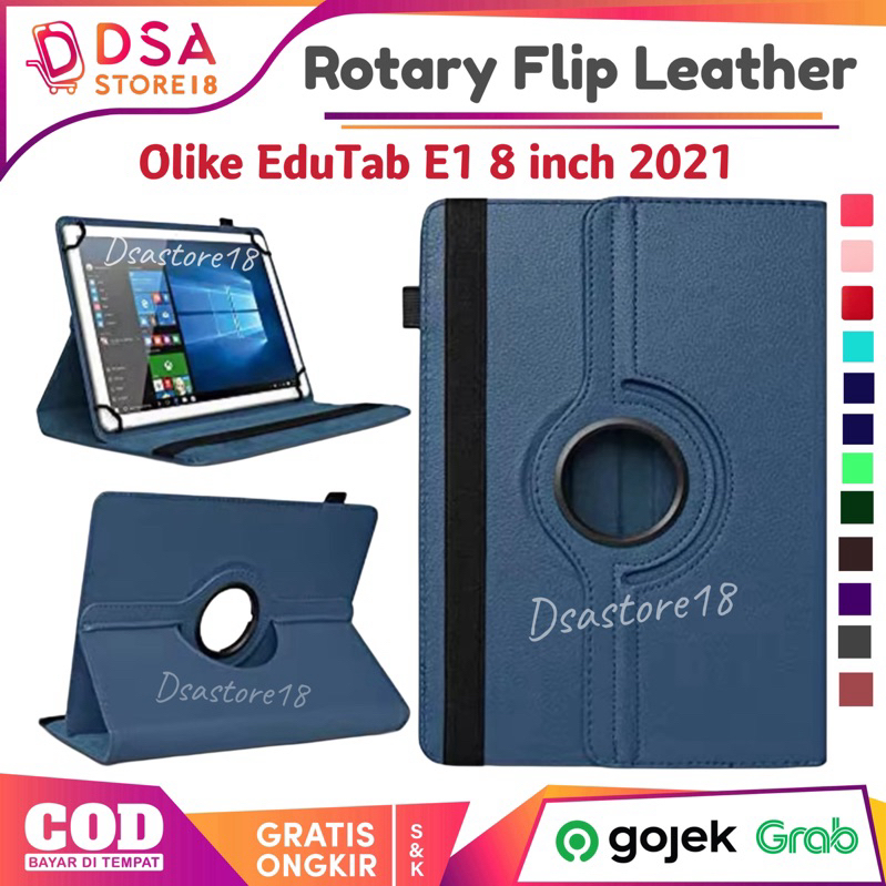 Case Olike EduTab E1 8 Inch 2021 Casing Tablet Olike Rotary Leather Case Cover Dompet Tablet Tab Fli
