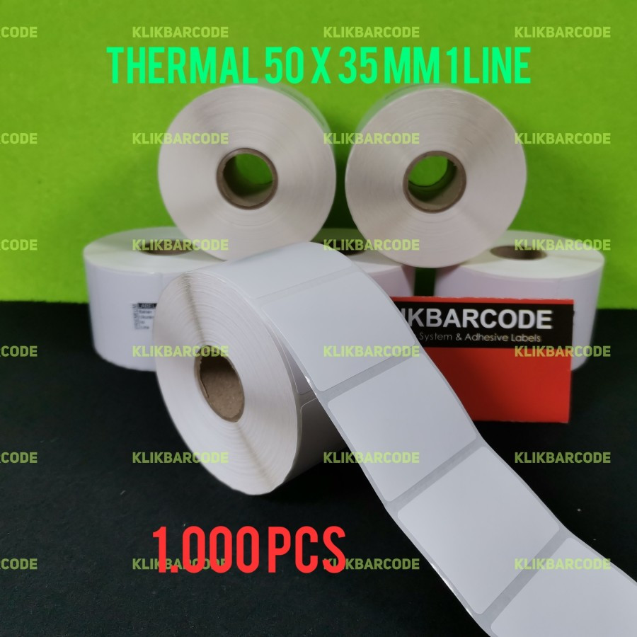 

STICKER KERTAS LABEL BARCODE THERMAL Uk. 50 MM X 35 MM - 50 x 35 mm 50*35 1 BARIS 1.000 MATA