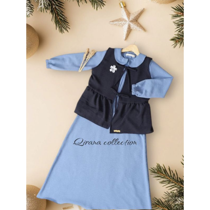 ,Gamis anak tanggung terbaru-Gamis + rompi lebaran 2025