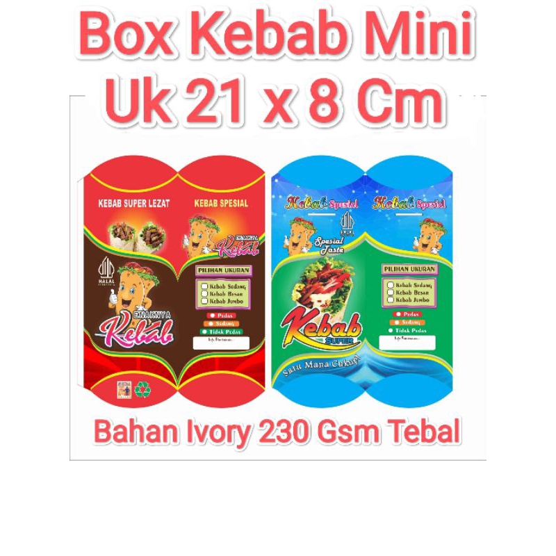 

(100 pcs) PROMO BOX KEBAB MINI / KEMASAN KEBAB UK 21 x 8 Cm /BAHAN IVORY GLOSSY