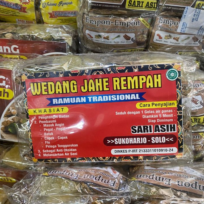 

Wedang Jahe Rempah Sari Asih Original Solo 1 Pack isi 10 Bks Include Gula Batu