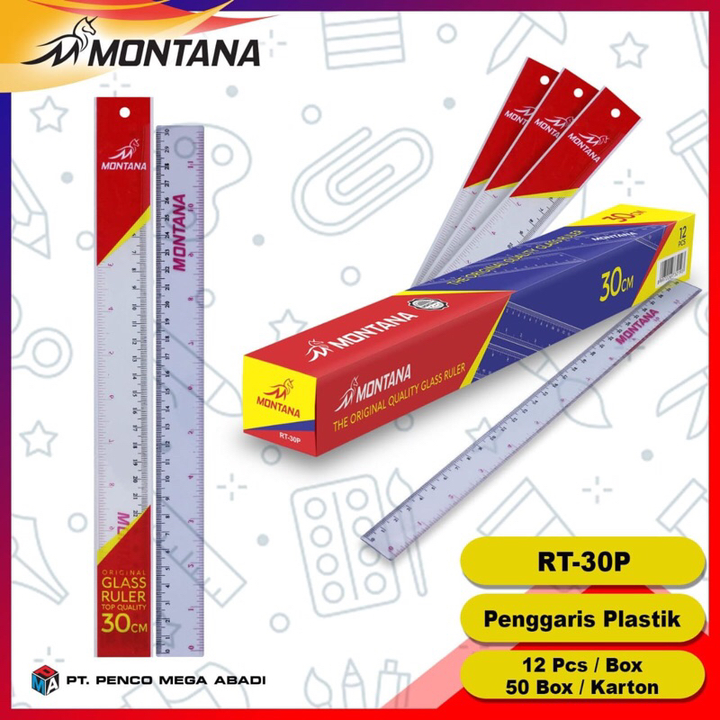 

GROSIR 1Lsn MONTANA penggaris Plastik 30cm // penggaris murah