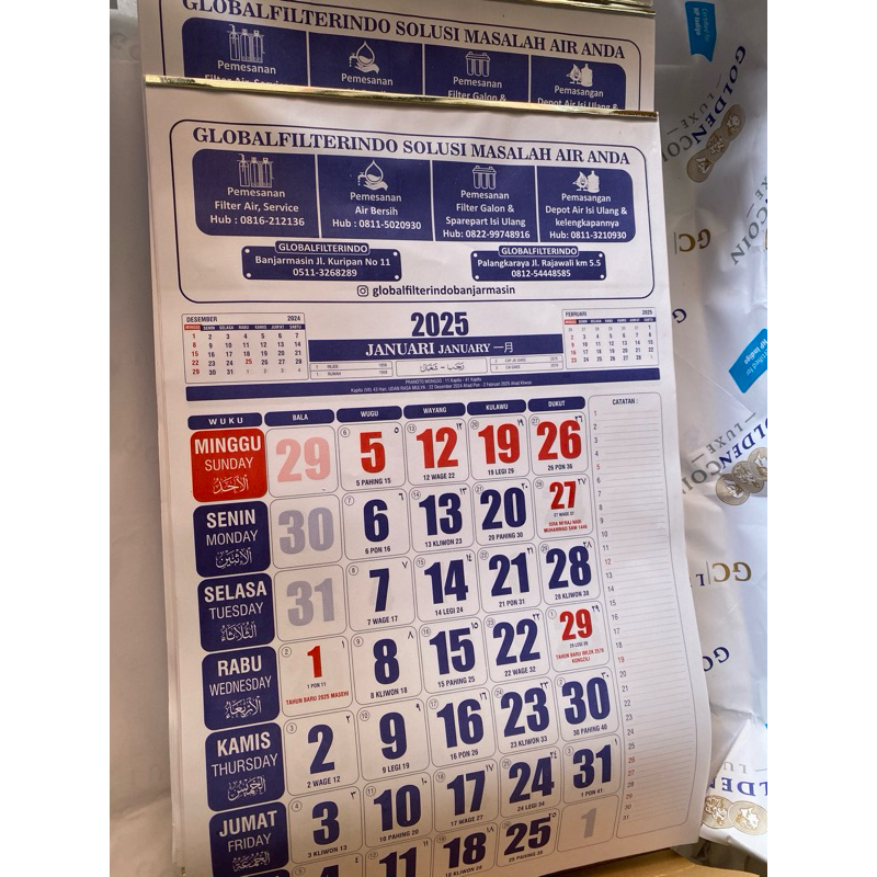 

Kalender dengan Tulisan Kop ukuran 32x48cm